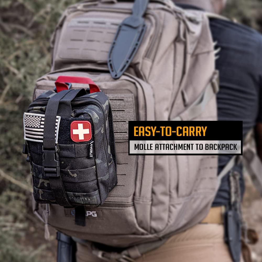 EVERLIT 250 Pieces Survival First Aid Kit IFAK EMT Molle Pouch Survival Kit Outdoor Gear Emergency Kits Trauma Bag for Camping Boat Hunting Hiking Home Car Earthquake and Adventures - Image 8
