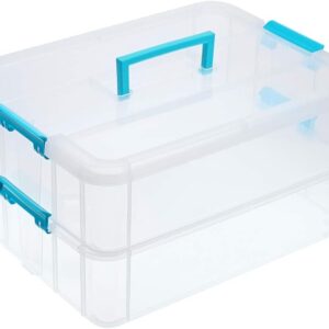JUXYES 2-Tiers Stack Carry Storage ...