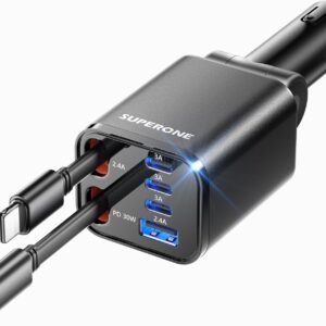 Retractable Car Charger, SUPERONE 9...