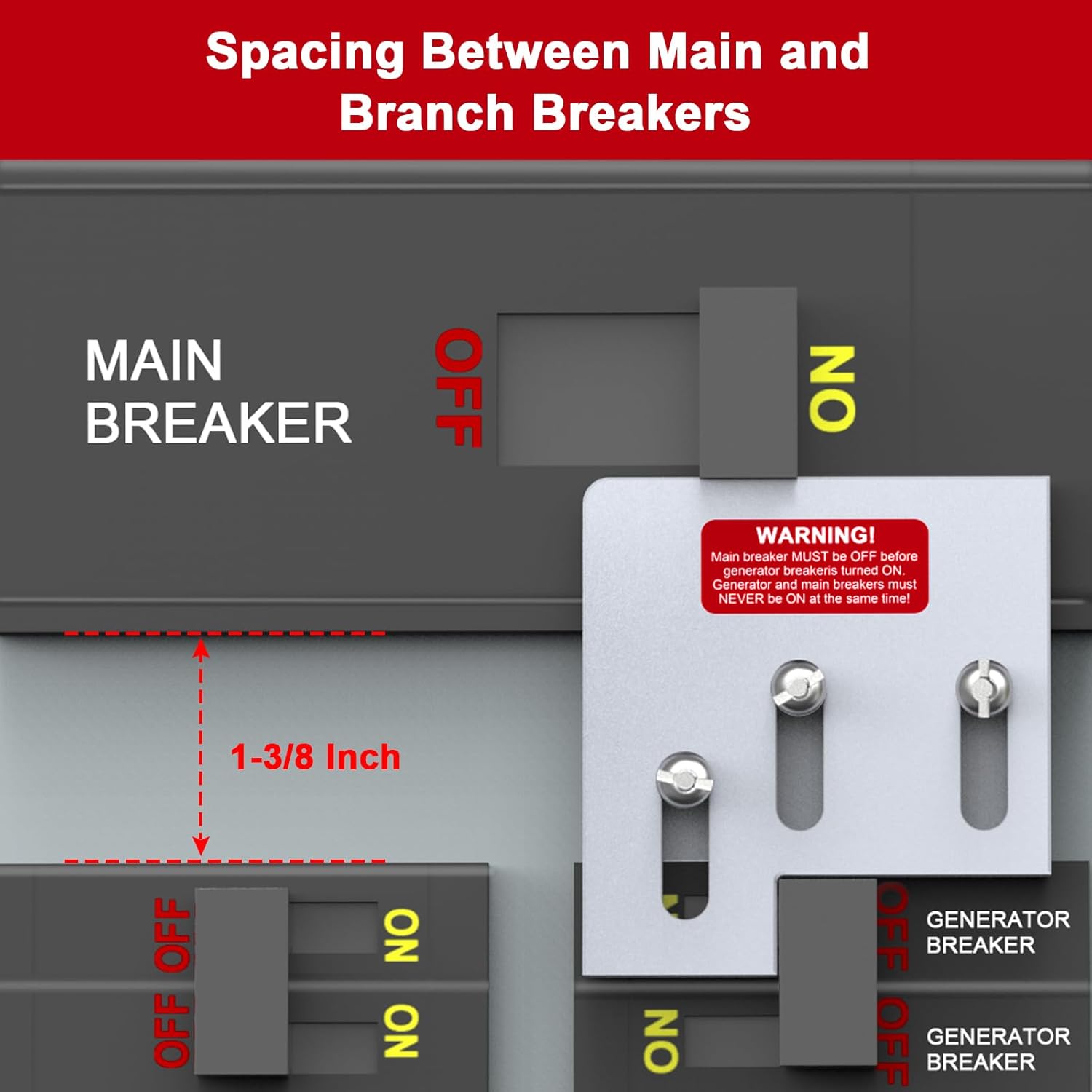 Generator Interlock Kit Compatible with Square D QO or Homeline 150 or 200 amp panels. 1 3/8 inches Spacing between main and generator breaker, Professional and Interlock Kit (SD200A) - Image 3