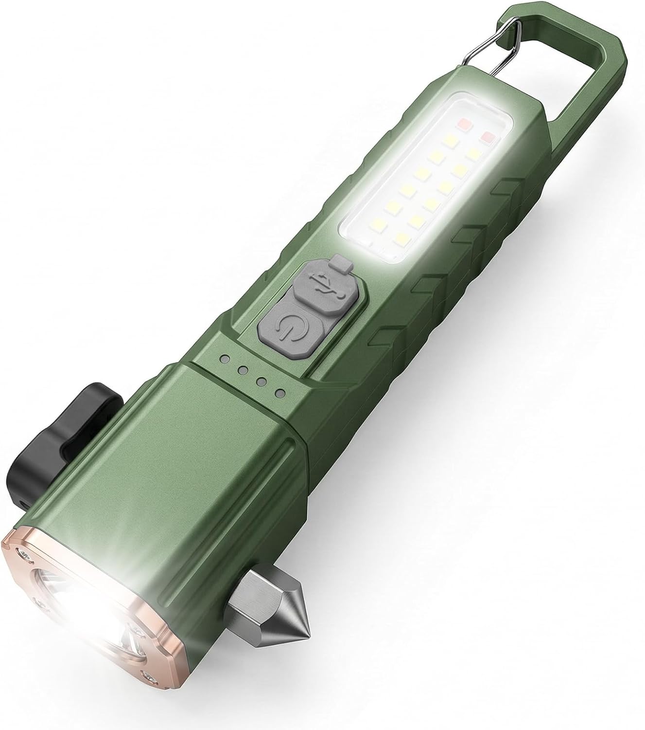 Emergency Car Flashlight with 6 Lighting Modes, Flashlights Emergency Kit Escape Hammer with Seatbelt Cutter & Window Breaker, Zoomable Design,Type-C Rechargeable for Roadside Safety,Camping,Home