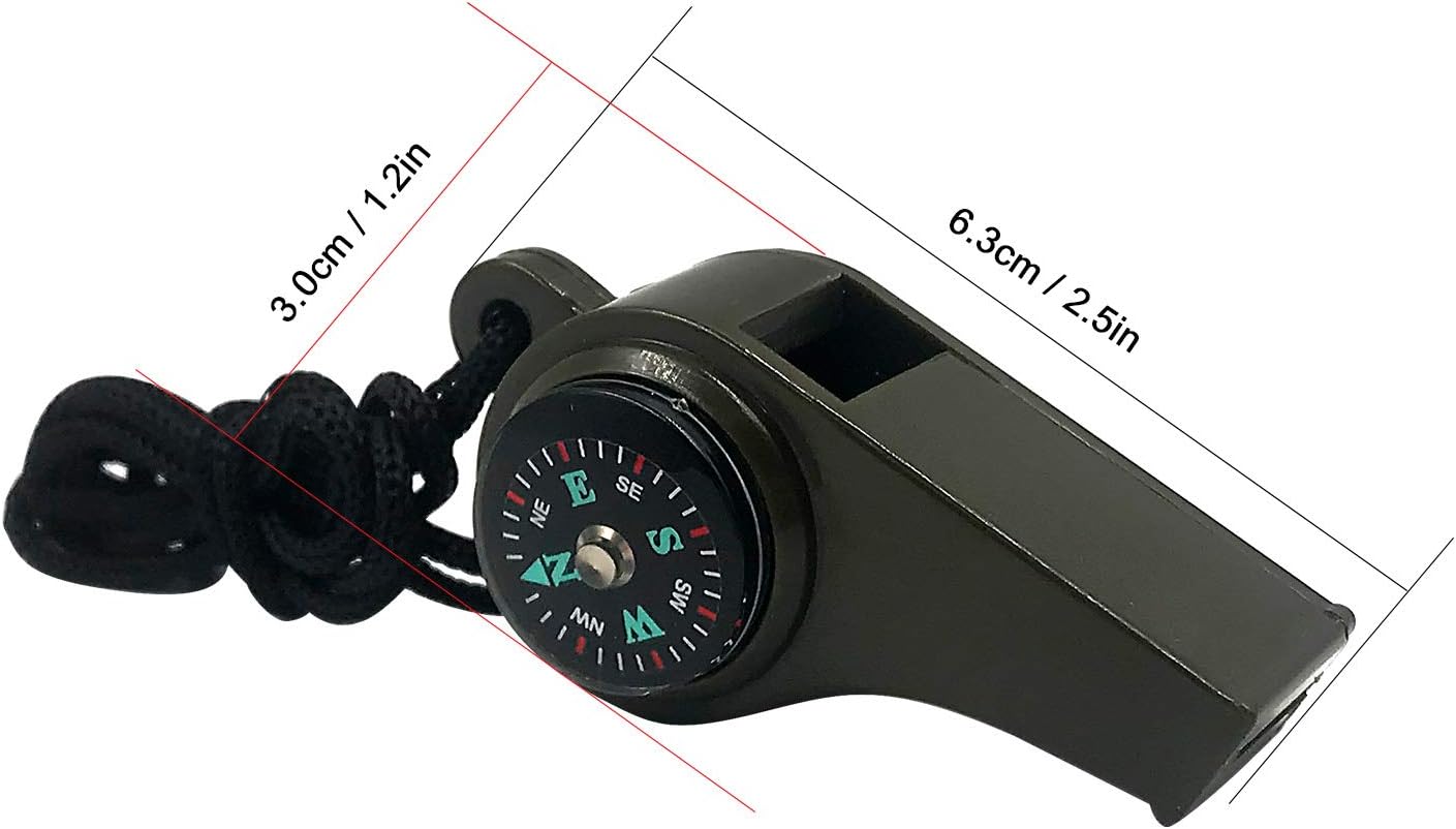 2 Pack Emergency Survival Whistle, 3-in-1 Emergency Whistles with Compass and Thermometer, Loud Safety Whistle with Lanyard for Outdoor Hiking - Image 2