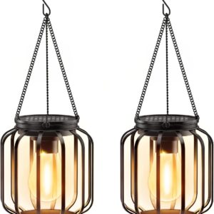 Solar Hanging Lanterns Outdoor: 2 P...