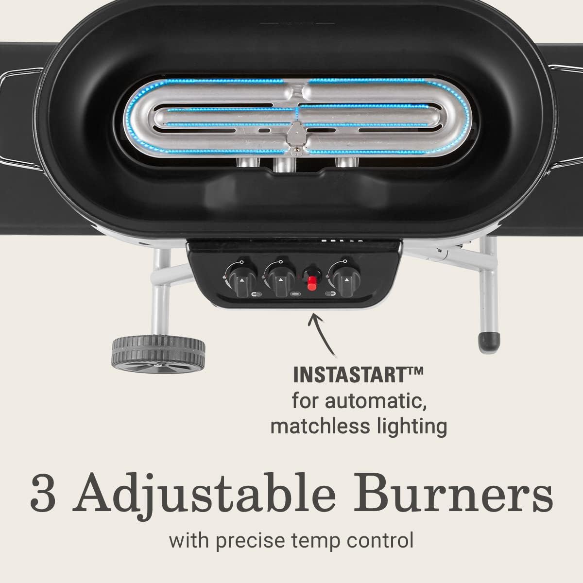 Coleman RoadTrip 285 Portable Stand-Up Propane Grill with 3 Adjustable Burners & Instastart Ignition, 20,000 BTUs of Power for Outdoor Cooking, Camping, Tailgating, Grilling, BBQs, & More - Image 3