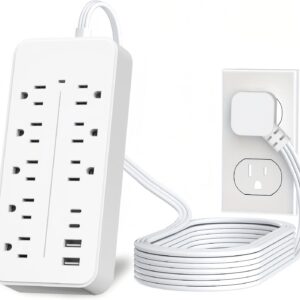 Flat Extension Cord 15 ft, Surge Pr...
