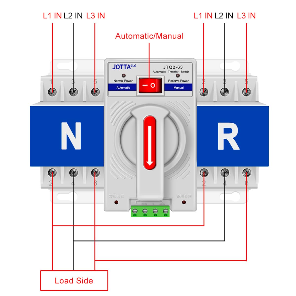 Dual Power Automatic Transfer Switch,CB Type ATS, 3P 63A 220V 50/60Hz,Changeover Switch for Generator,Generlink Transfer Switch - Image 3