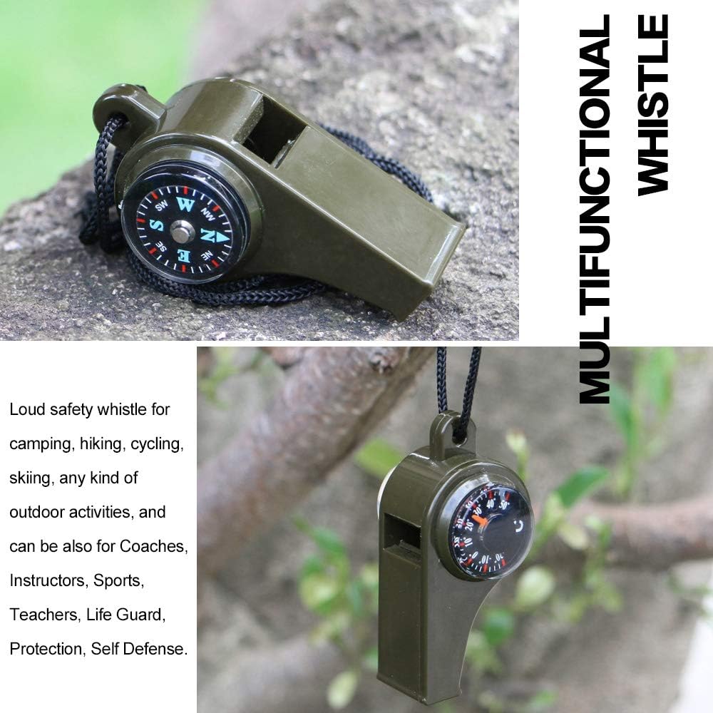 2 Pack Emergency Survival Whistle, 3-in-1 Emergency Whistles with Compass and Thermometer, Loud Safety Whistle with Lanyard for Outdoor Hiking - Image 4