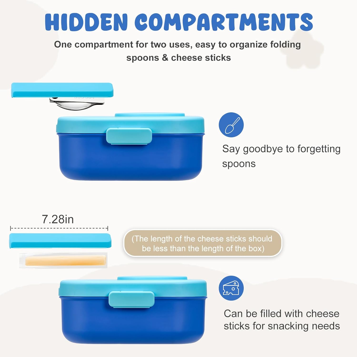 BOSEDSANG Bento Lunch Box for Kids with 12oz Soup Thermo,4 Compartments Lunch Box Containers Kids, Spoon&Sauce Jar, BPA Free&Leak proof,Insulated Food Jar for Travel((Blue) - Image 2