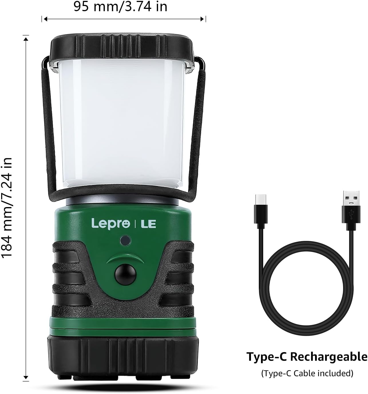 Lighting EVER 1000LM LED Camping Lantern Rechargeable, 4400mAh Power Bank, Camping Essential with 4 Light Modes, IP44 Waterproof Lantern Flashlight for Hurricane Emergency, Hiking, USB Cable Included - Image 5