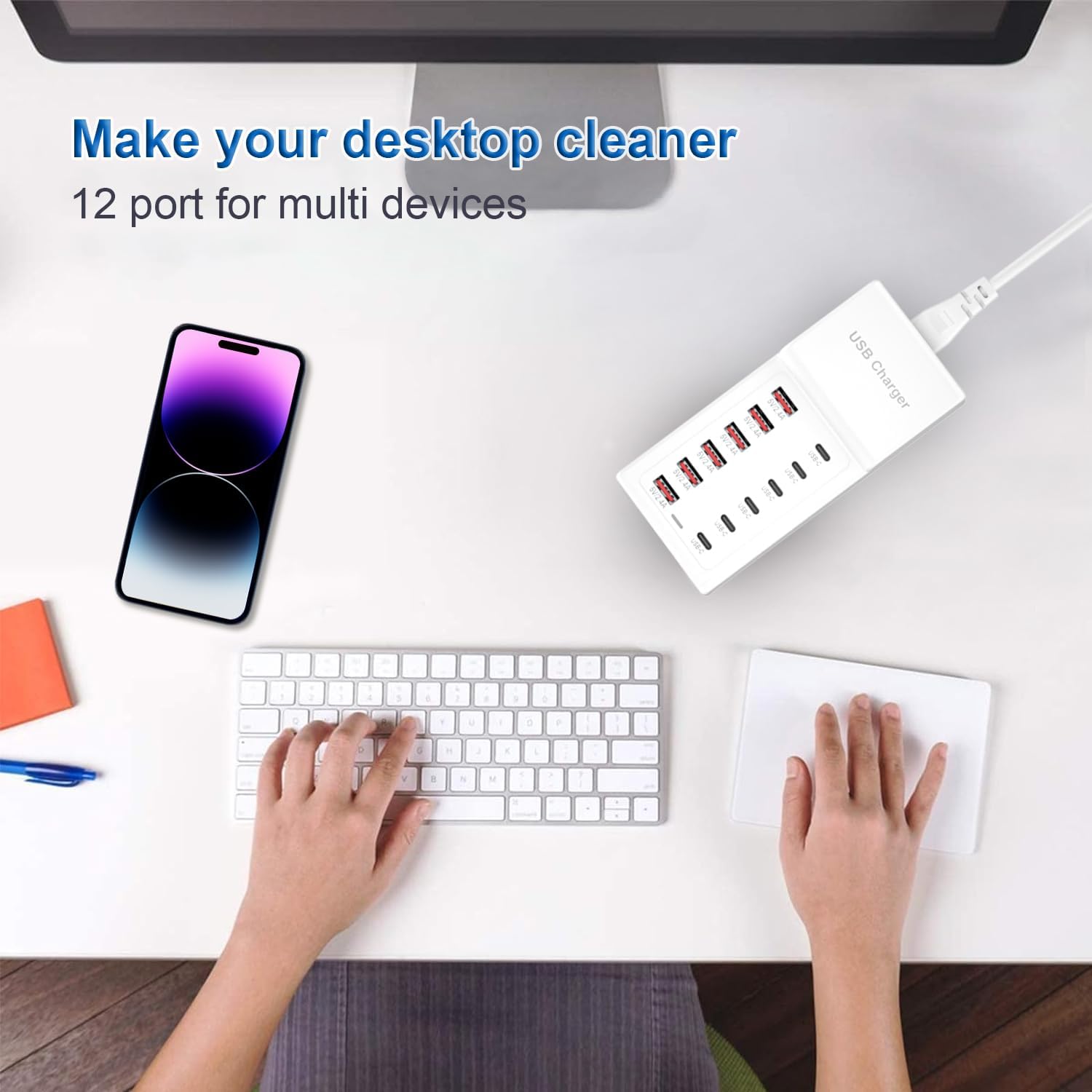 USB Charging Station 50w10A 12 Ports Multiple Charging Block, USB C Strip for iPhone 13/14/15/16/17/Smartphone/Tablet/Watch/Headphones and Multiple Charger Plug - Image 3