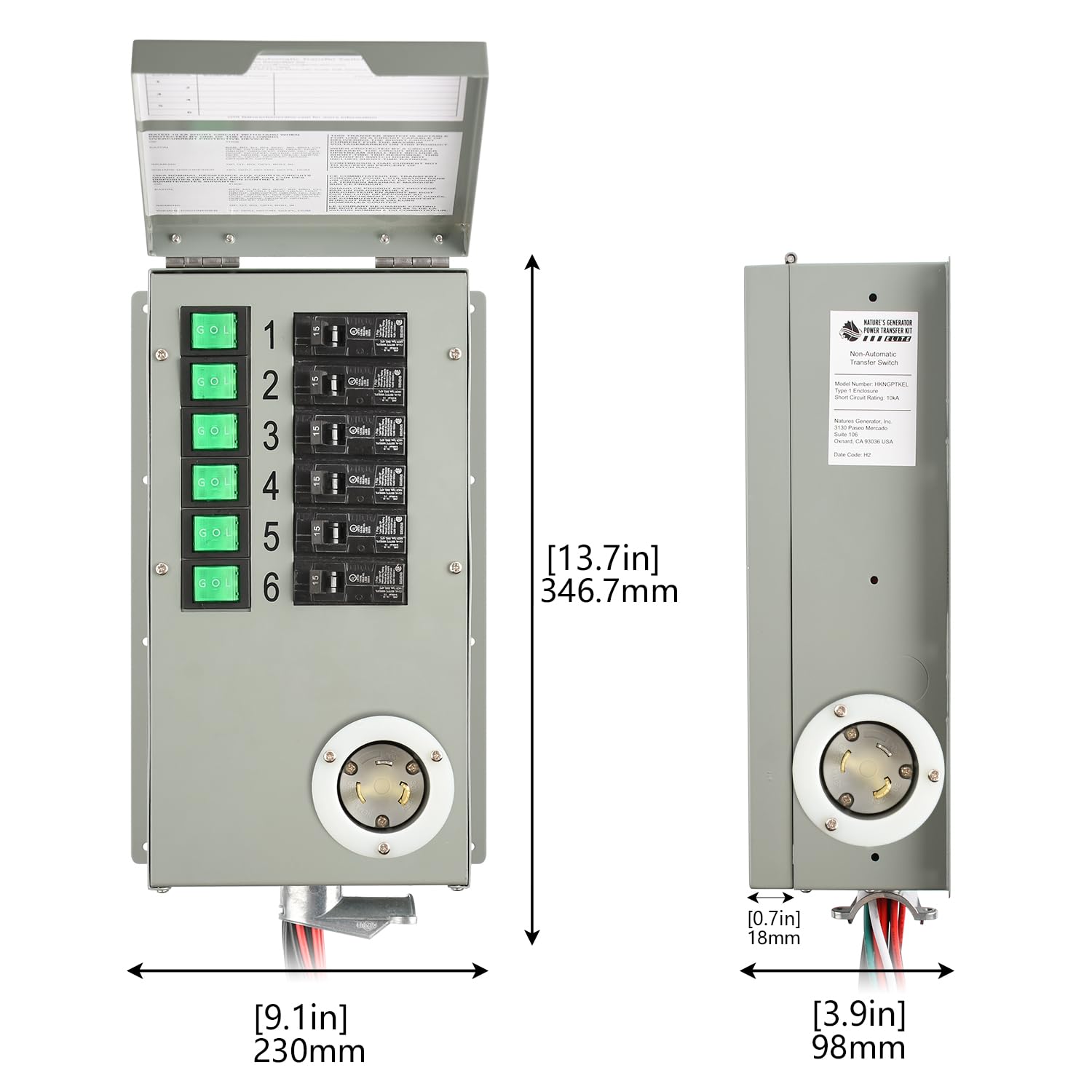 Nature's Generator Transfer Switch 6 Circuits 120V 30A Non-Automatic UL Power Transfer Kit(Indoor) - Image 5