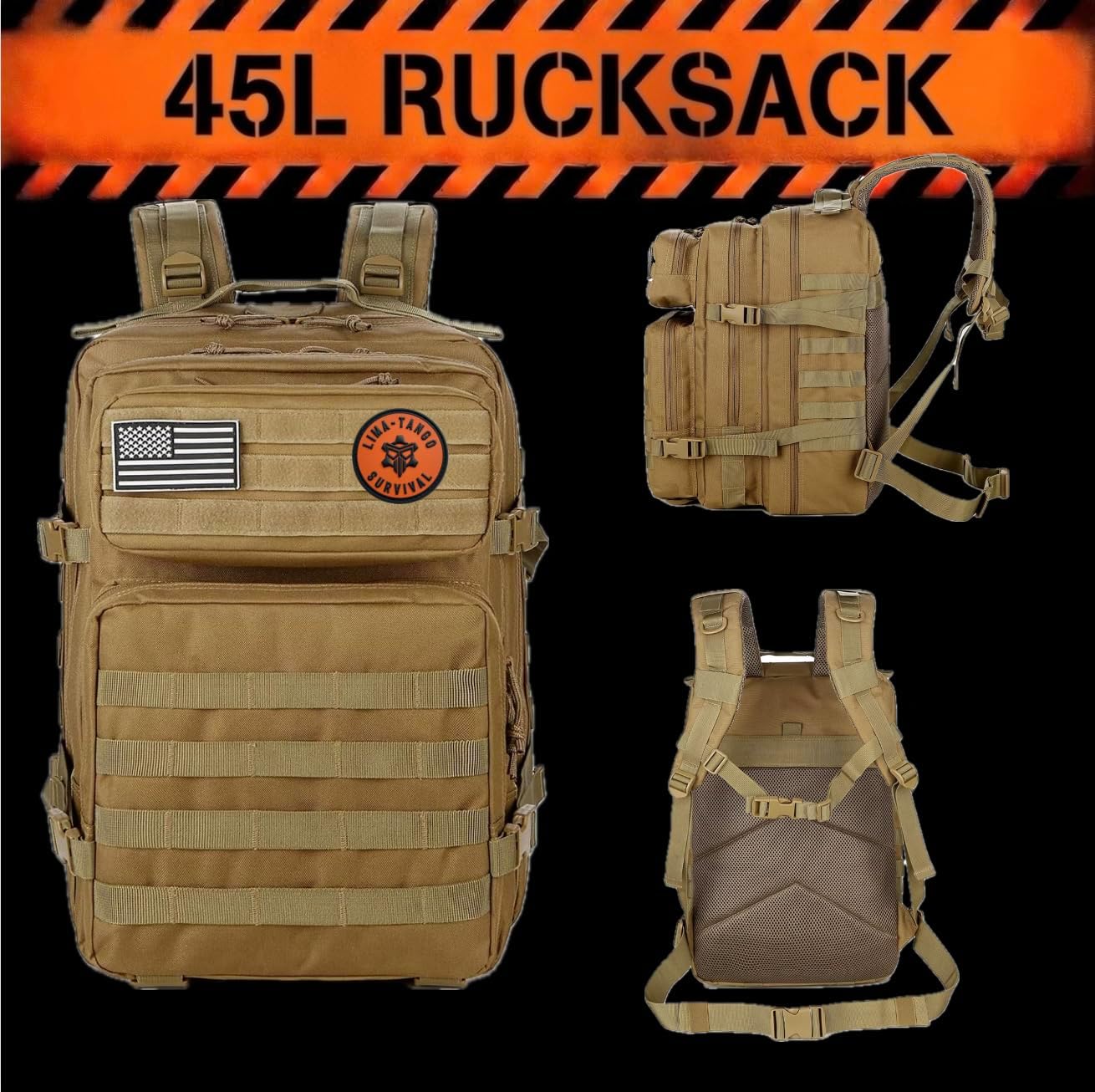 72 Hour Survival Kit - Two-Person 291 Pieces Survival Gear - 45L Go Bag Emergency Backpack, First Aid, Water Filter, Tools, Tent, Camping Essentials, Emergency Preparedness - THE Alpha - Image 9