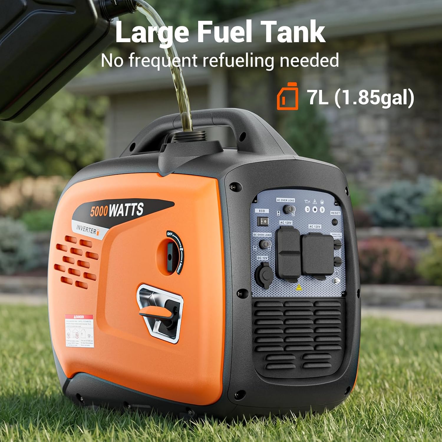 5000W Portable Inverter Generator for Home Emergency Backup Power, Super Quiet Small Gas Powered Generator for Camping, RV, Outdoor, Jobsite with ECO Mode, Parallel Capable, EPA Compliant - Image 6