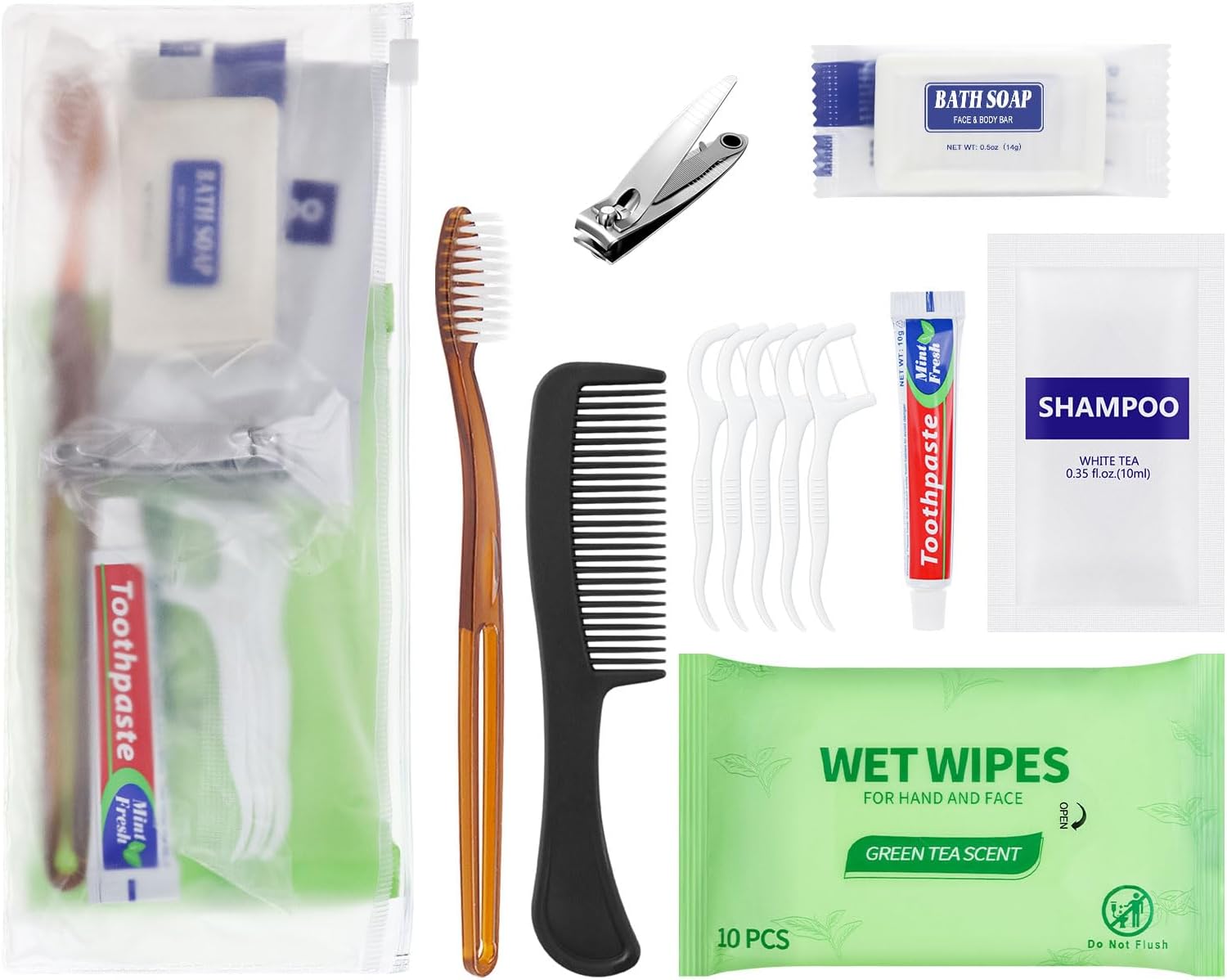 Travel Size Toiletries Kit Individually Packed,Personal Hygiene Kit for for Men Women