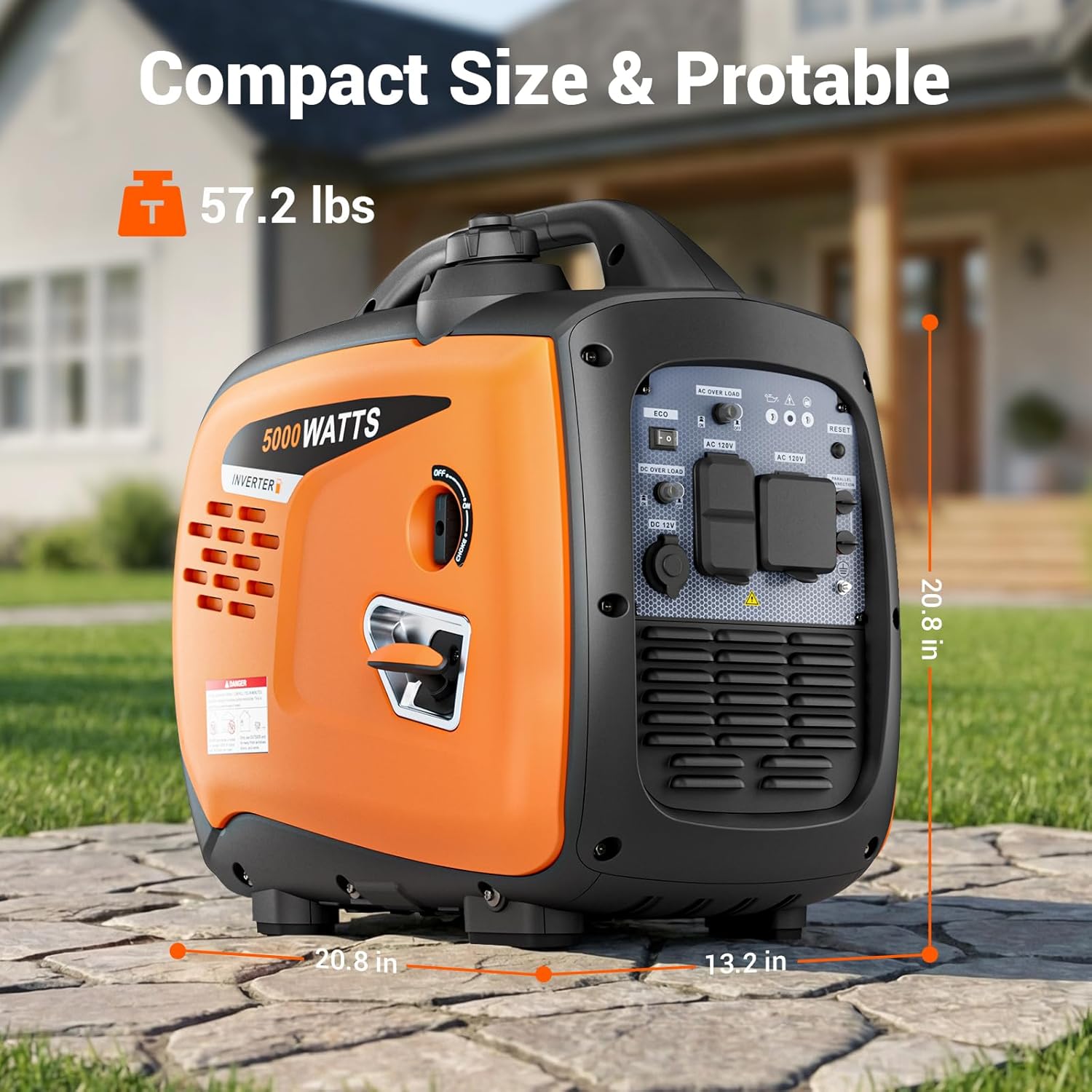 5000W Portable Inverter Generator for Home Emergency Backup Power, Super Quiet Small Gas Powered Generator for Camping, RV, Outdoor, Jobsite with ECO Mode, Parallel Capable, EPA Compliant - Image 8
