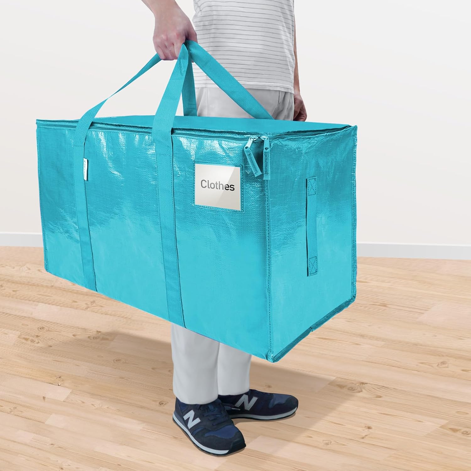 TICONN 4 Pack Extra Large Moving Bags Heavy Duty with Zippers & Carrying Handles, Durable Storage Bags Moving Boxes for Closet Organizers and Storage (4 Pack, Aqua) - Image 2