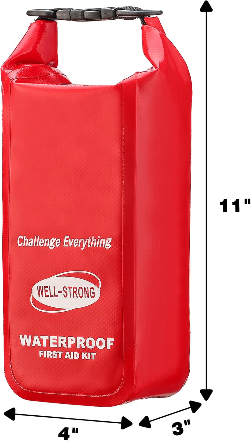 Boat First Aid Kit with Survival Tools, 123pcs Waterproof Emergency Marine Kit with Buckles, Compact Boat Safety Accessories for Fishing Kayaking Boating Camping Rafting Beach Red - Image 5