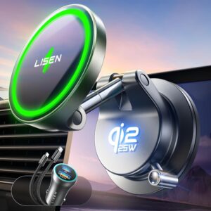 LISEN Qi2.2 25W MagSafe Car Mount C...