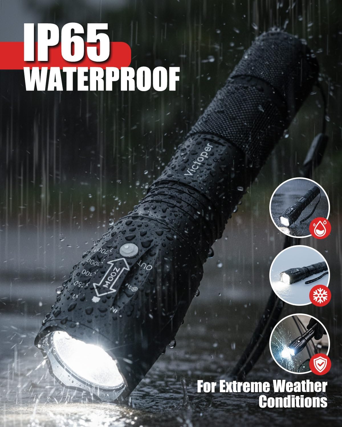 Victoper LED Flashlight 2 Pack, Bright Tactical Torch High Lumens with 5 Modes, Waterproof Zoomable Flash Light for Outdoor, Birthday Gifts for Men, Dorm Room Hiking Camping Essentials Gear for Guys - Image 4