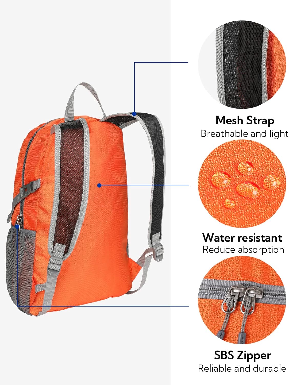 WATERFLY Small Lightweight Packable Backpack: 20l Ultra Light Foldable Travel Hiking Camping Daypack Day Pack for Man Woman - Image 5