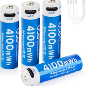 4100mWh Rechargeable Lithium AA Bat...