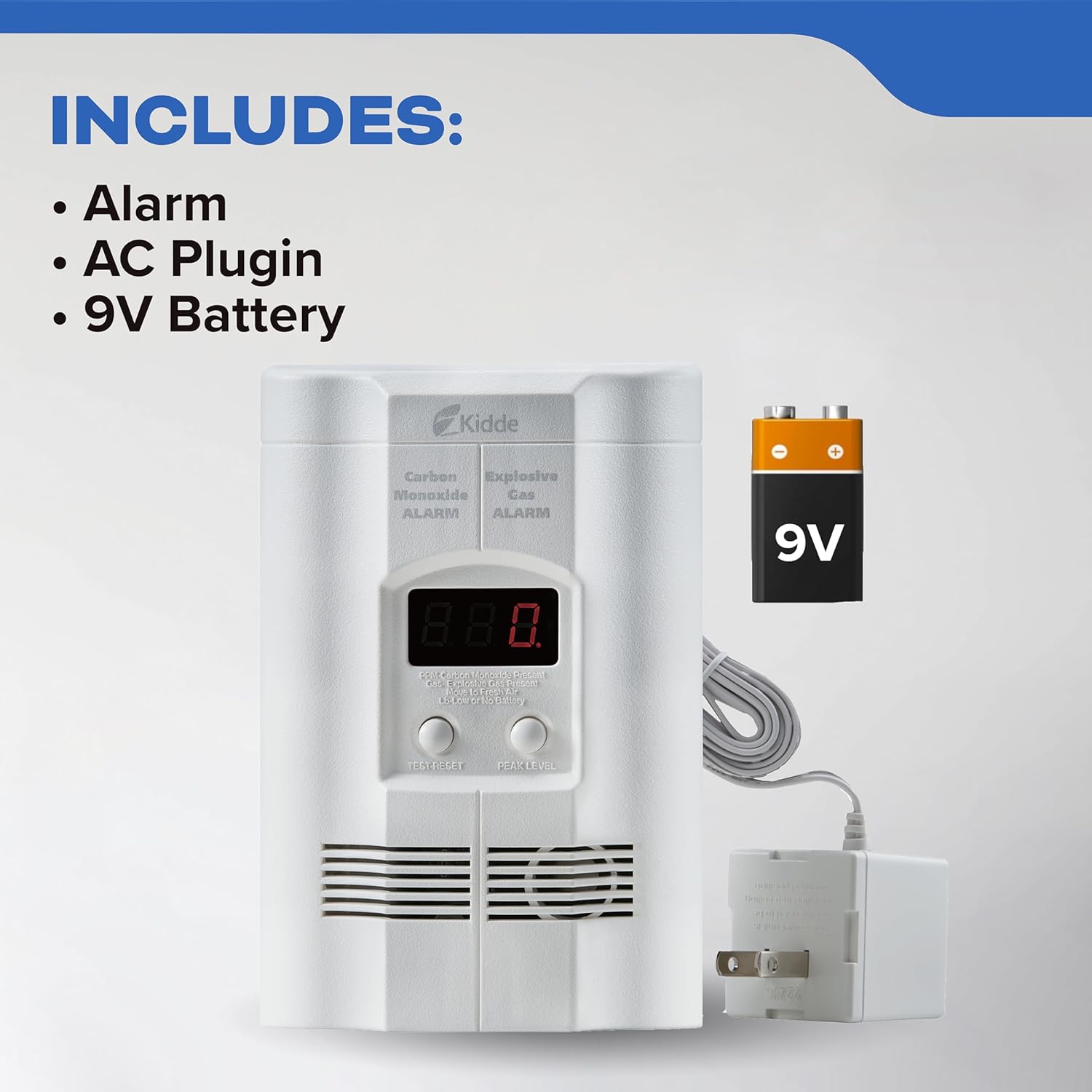 Kidde Carbon Monoxide + Explosive Gas, Natural Gas & Propane Alarm, Plug-in with 9V Battery Backup, Digital Display, 85 dB Alarm, LED Status Indicators, 3rd Edition - Image 8