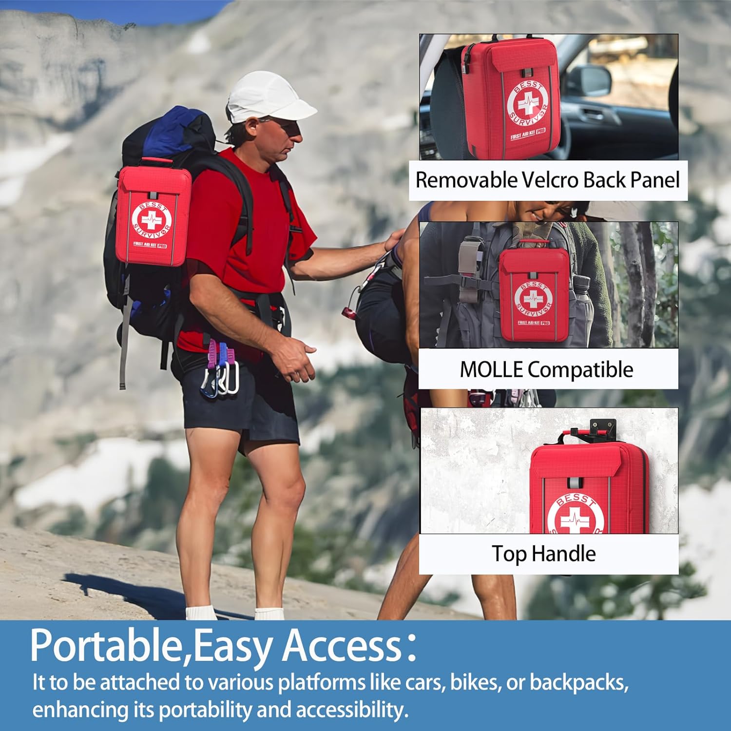 Professional Trauma First Aid Kit - Military-Grade Labelled Compartments & MOLLE System for Workplace, Outdoor, Car, Boat, Hurricane Emergencies 265 Piece Emergency Necessities Kits - Image 7