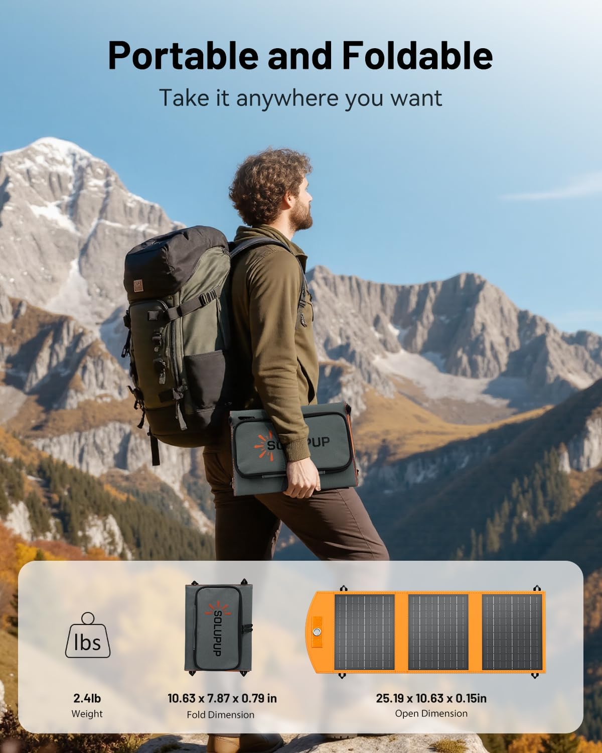 SOLUPUP Solar Panels 30W Portable Foldable Solar Charger with 5V USB-A and USB-C Fast Charging Compatible with iPhone, iPad, Samsung, Power Banks, IPX5 Waterproof Perfect for Camping, Hiking, Outdoor - Image 4