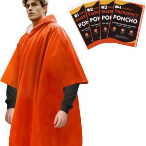 4 Pack Emergency Ponchos with Thick...