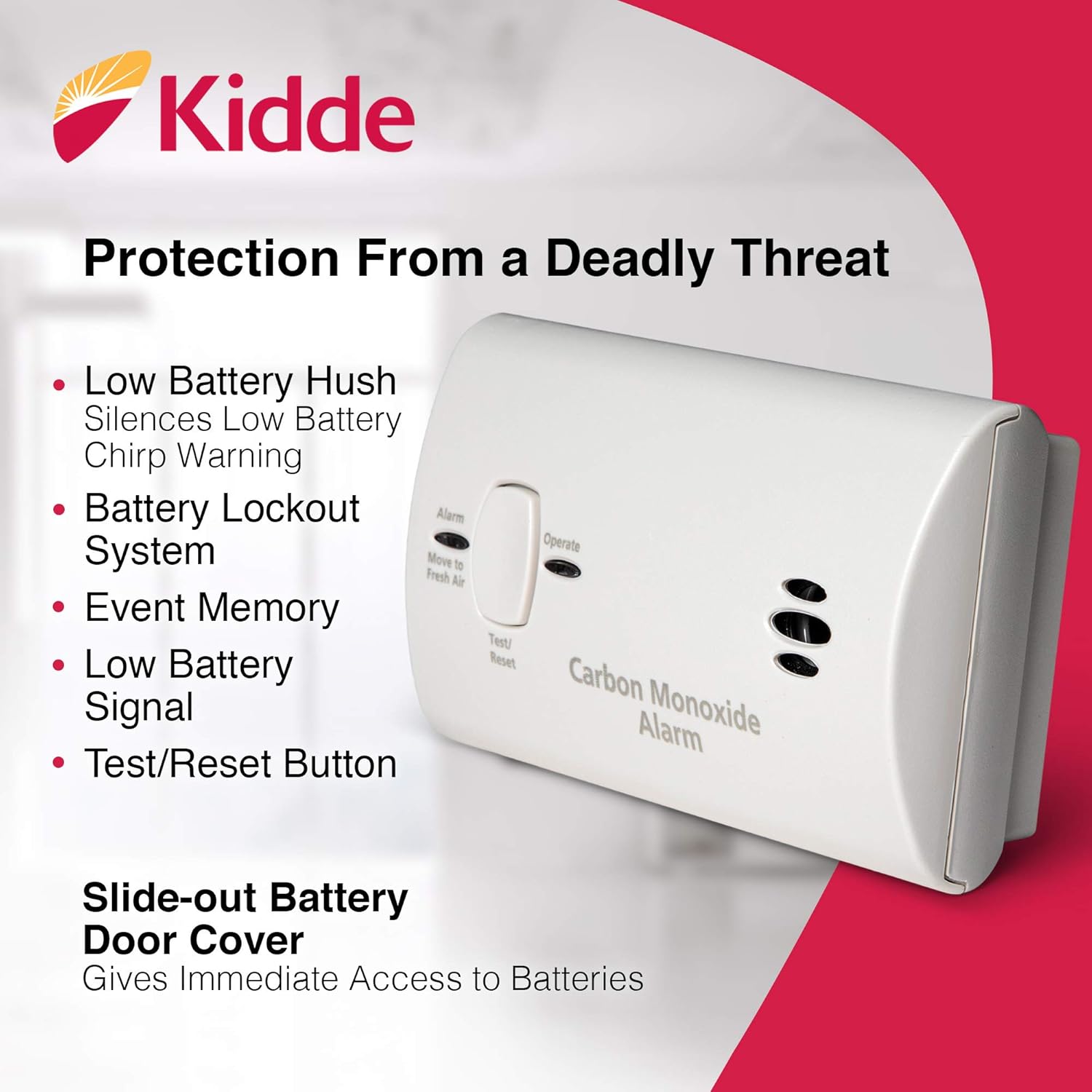 Kidde Carbon Monoxide Detector, AA Battery Powered, Portable for Travel or Home, 85 dB Alarm, LED Status Indicators, 3rd Edition - Image 2