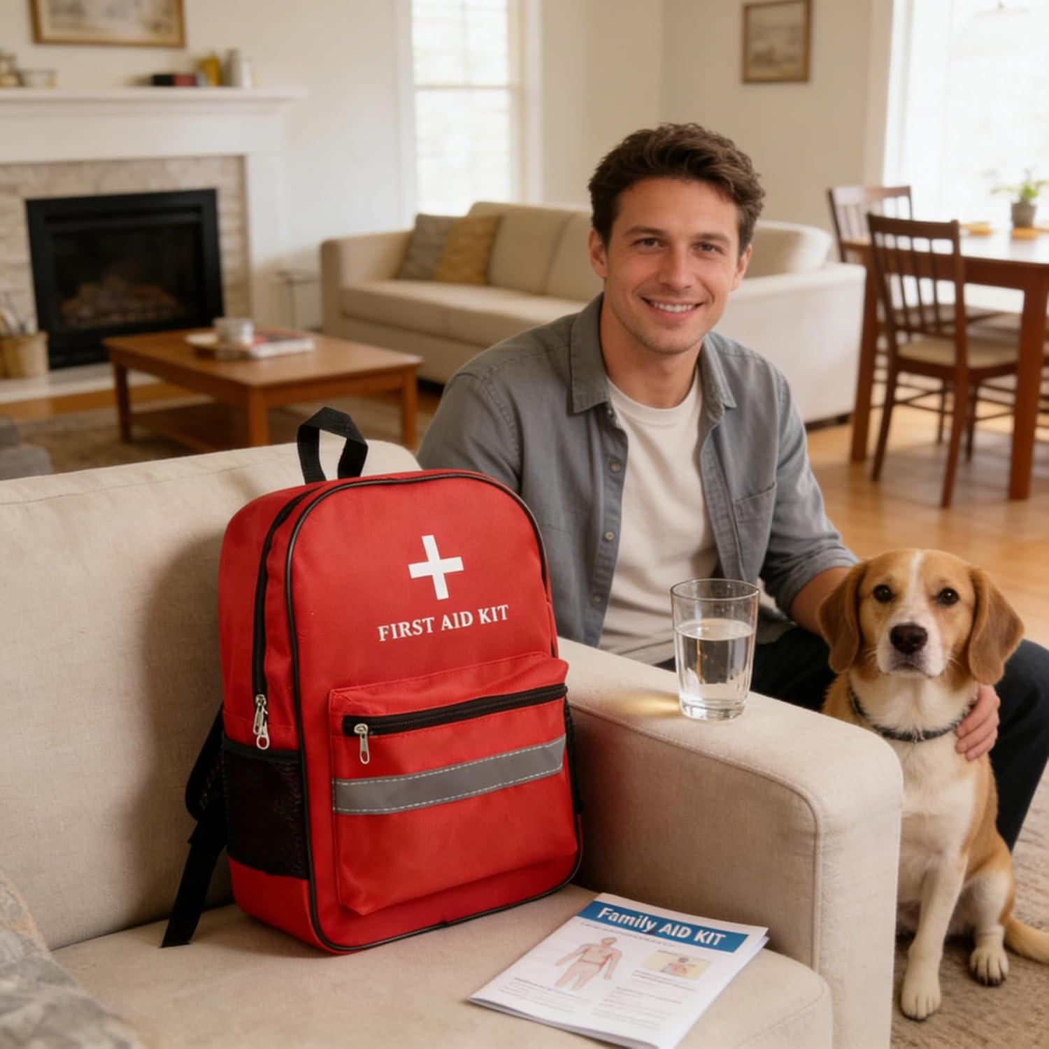 Pet First Aid Backpack Empty with Portable Bag for Pet First Aid Kits, Home Outdoor Travel Camping Emergency Supplies Storage (Red,White) - Image 7