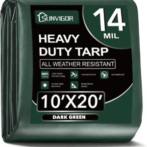 Sunvigor Tarp Waterproof 10x20Ft, E...