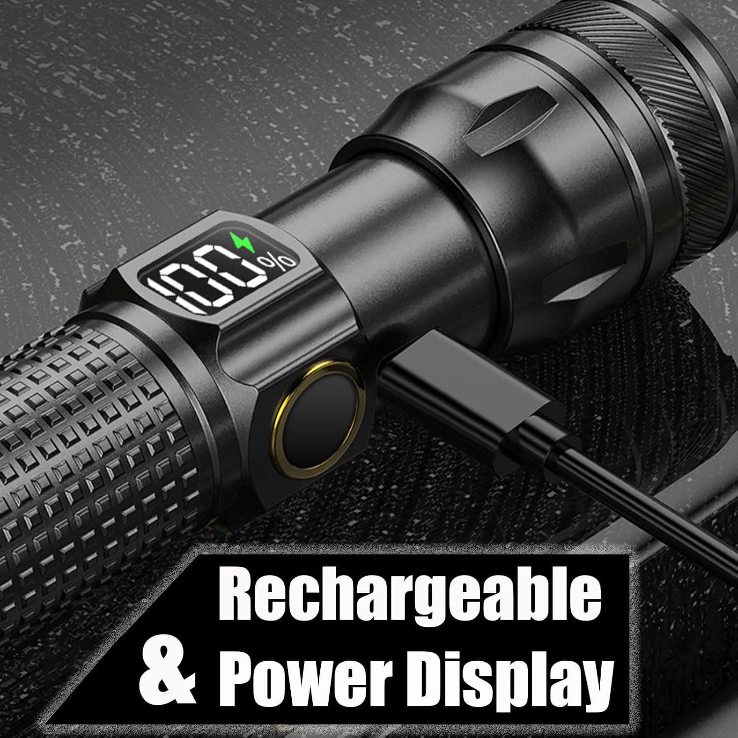Gotellx Rechargeable LED Flashlights with Digital Power Display, Zoomable High Lumens Bright EDC Flashlight with USB C Charging Port for Home and Outdoor Emergency, Camping Essentials, Survival Gear - Image 2