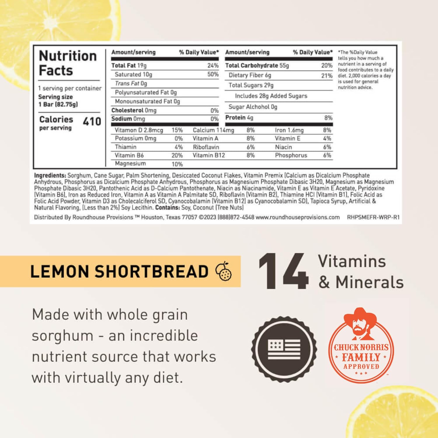 Roundhouse Provisions by Chuck Norris – Emergency Survival Food Bars, High-Calorie Lemon Shortbread with 14 Vitamins & Minerals, 5-Year Shelf Life - Image 2