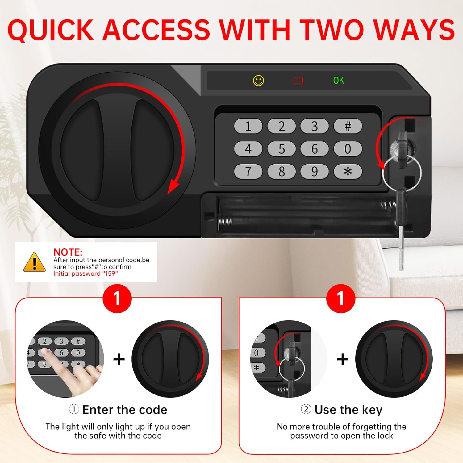 5.1 Cuft Home Safes Water and Fireproof, Large Safety Box Fireproof Waterproof with Electronic Keypad and Spare Key, Fire Proof Safe for Home Documents, Floor Personal Safe for Money Medicine - Image 6