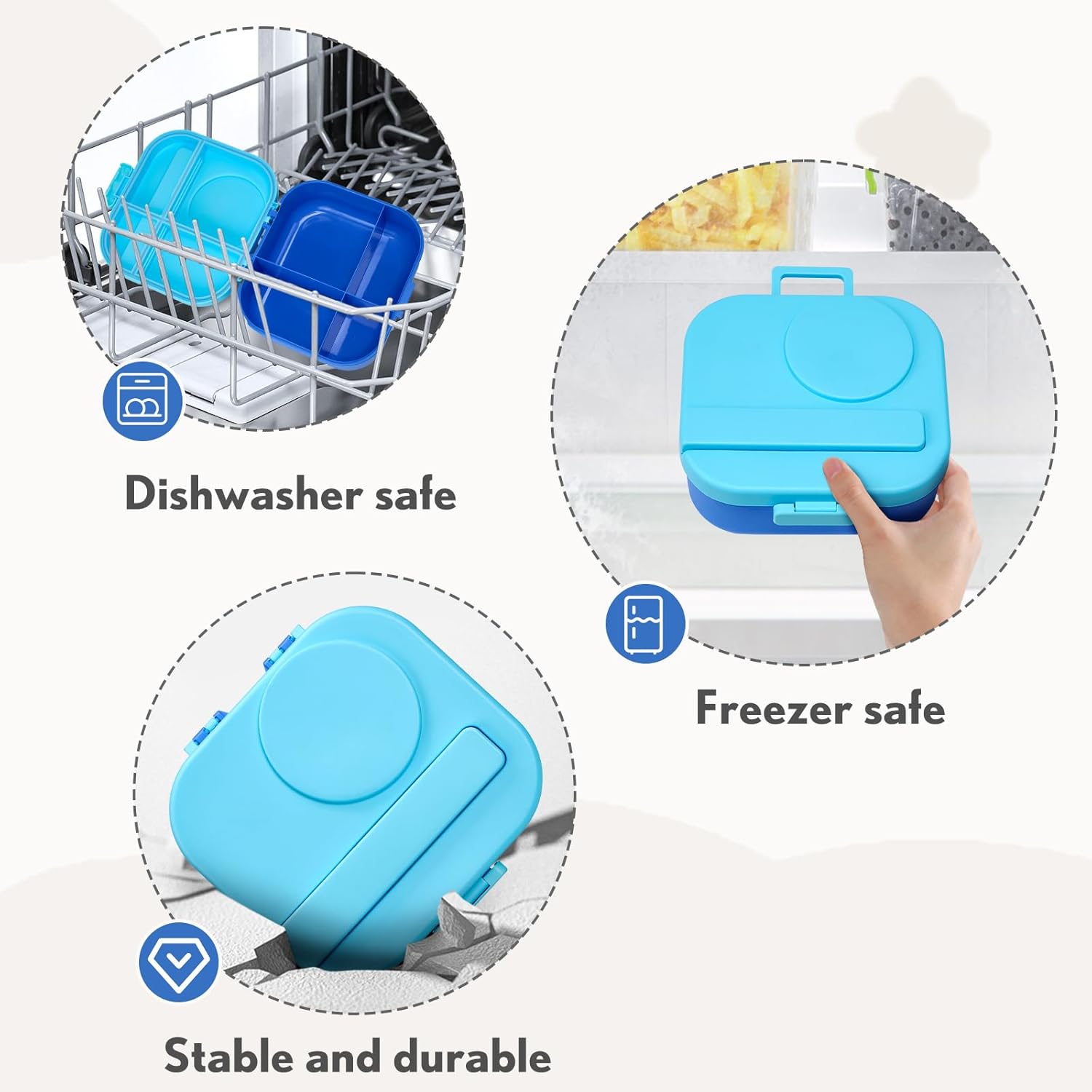 BOSEDSANG Bento Lunch Box for Kids with 12oz Soup Thermo,4 Compartments Lunch Box Containers Kids, Spoon&Sauce Jar, BPA Free&Leak proof,Insulated Food Jar for Travel((Blue) - Image 4