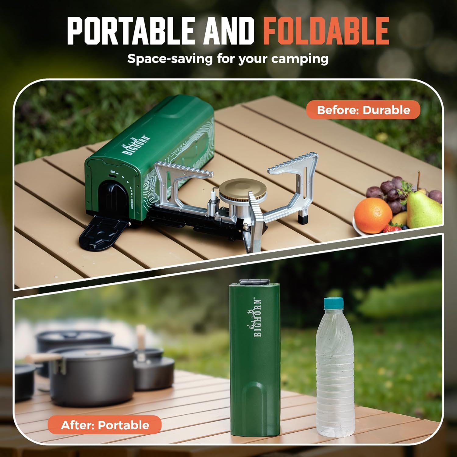 BIG HORN OUTDOORS Butane Camping Stove, Portable Folding Gas Burner with Carry Bag for Camping, Emergency Use and Outdoor Cooking - Image 2