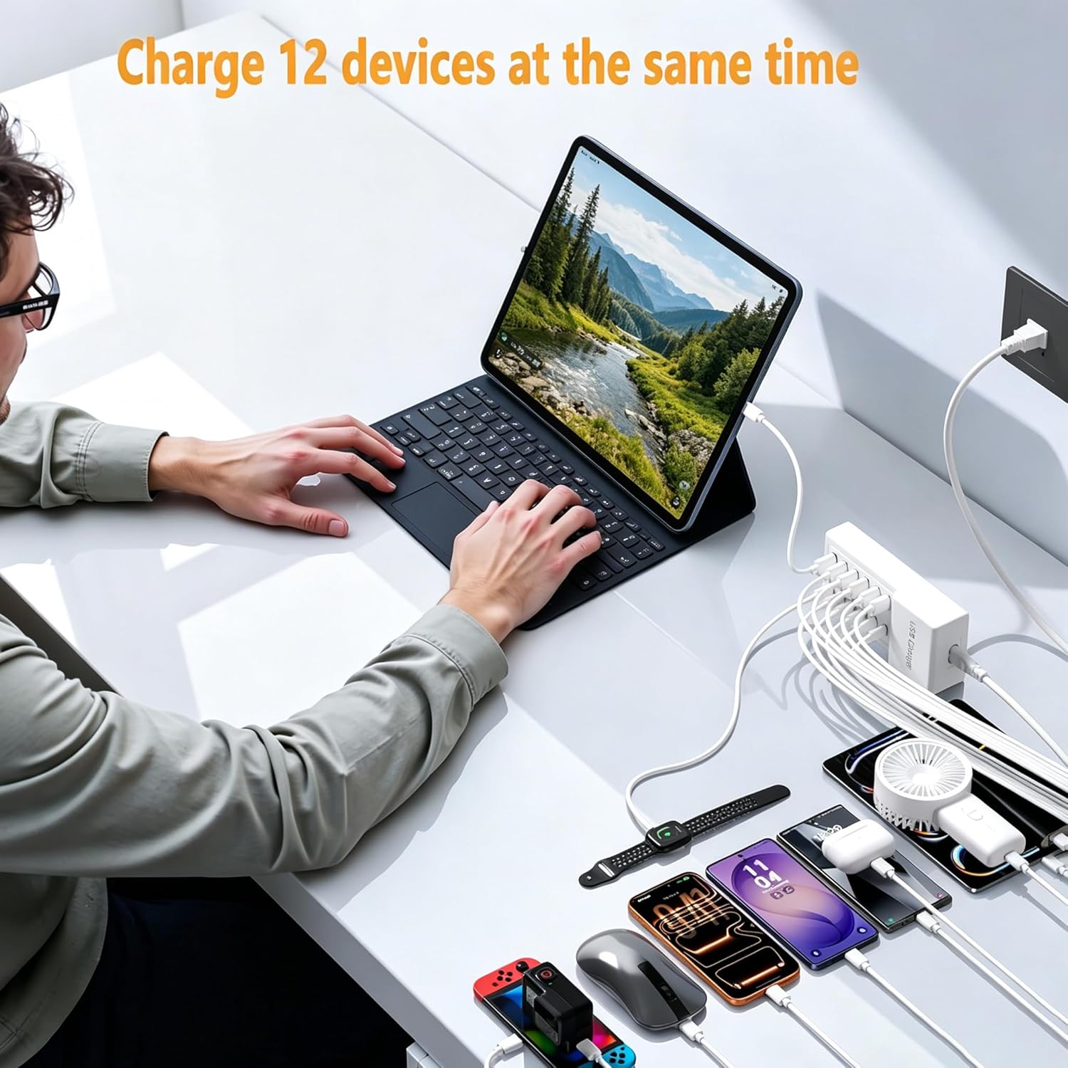 USB Charging Station 50w10A 12 Ports Multiple Charging Block, USB C Strip for iPhone 13/14/15/16/17/Smartphone/Tablet/Watch/Headphones and Multiple Charger Plug - Image 4