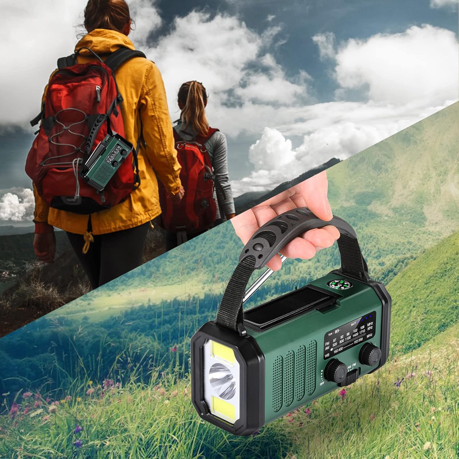 Hand Crank Emergency Radio, NOAA Weather Radio with AM/FM Solar Radio,10000mAh Rechargeable Battery Powered, USB-C Charger, Flashlight, SOS Alarm, for Camping, Hurricanes Outdoor Survival Emergencies - Image 9