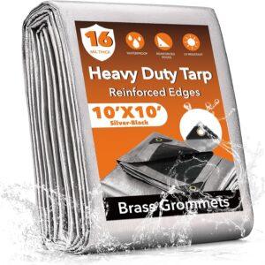 10x10FT Waterproof Tarp, Yumatum 16...