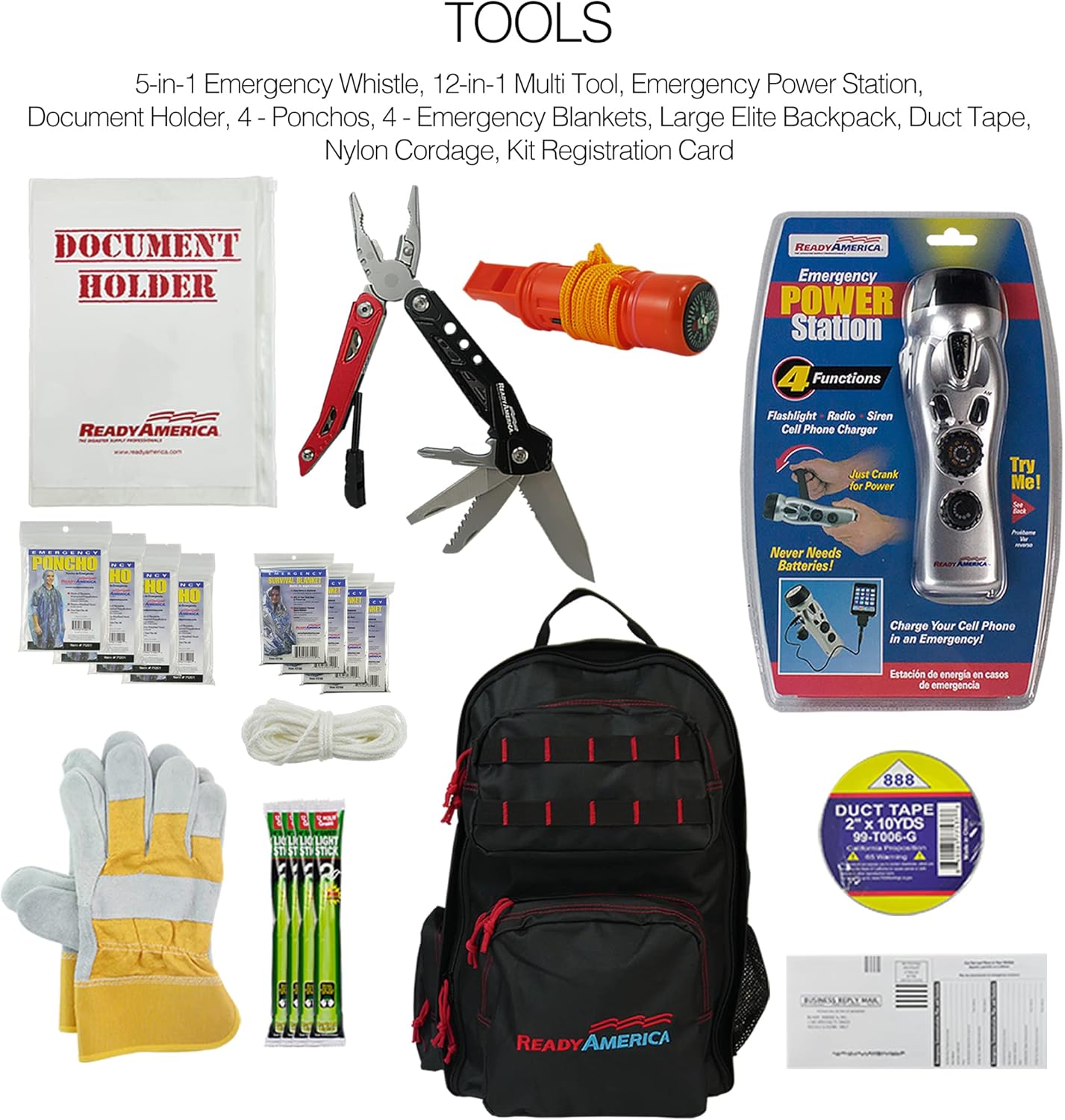 Professional Emergency Survival Kit, 2-Person, 72-Hour, 3-Day Earthquake Emergency Kit Backpack for Disaster Preparedness, Ready America 70481 - Image 4