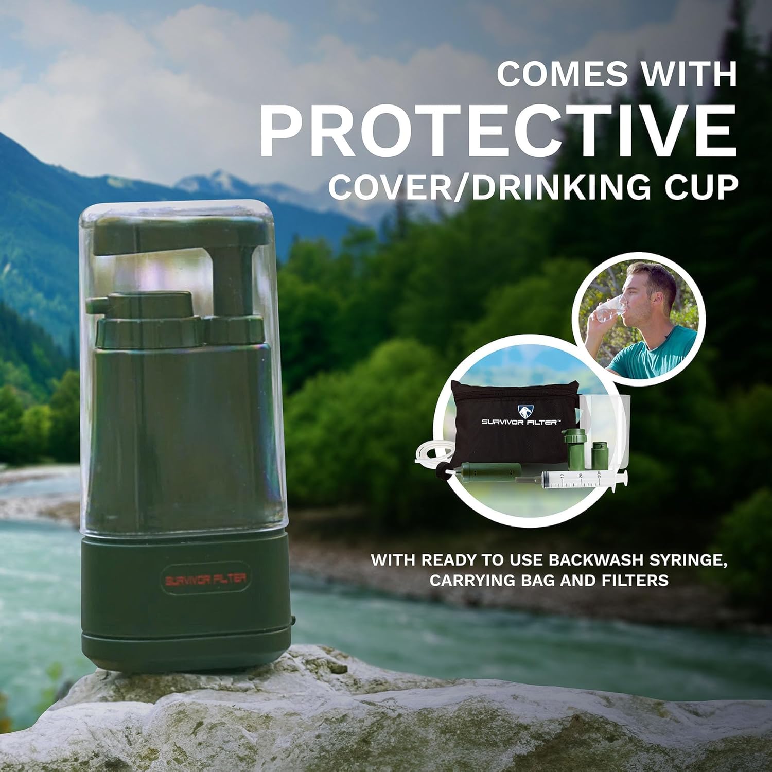 Survivor Filter PRO – 0.01 Micron Portable Water Filtration System Survival – Tested in USA Labs – Bacteria, Parasite and Virus Removal – Ultimate Survival & Backpacking Gear - Image 7