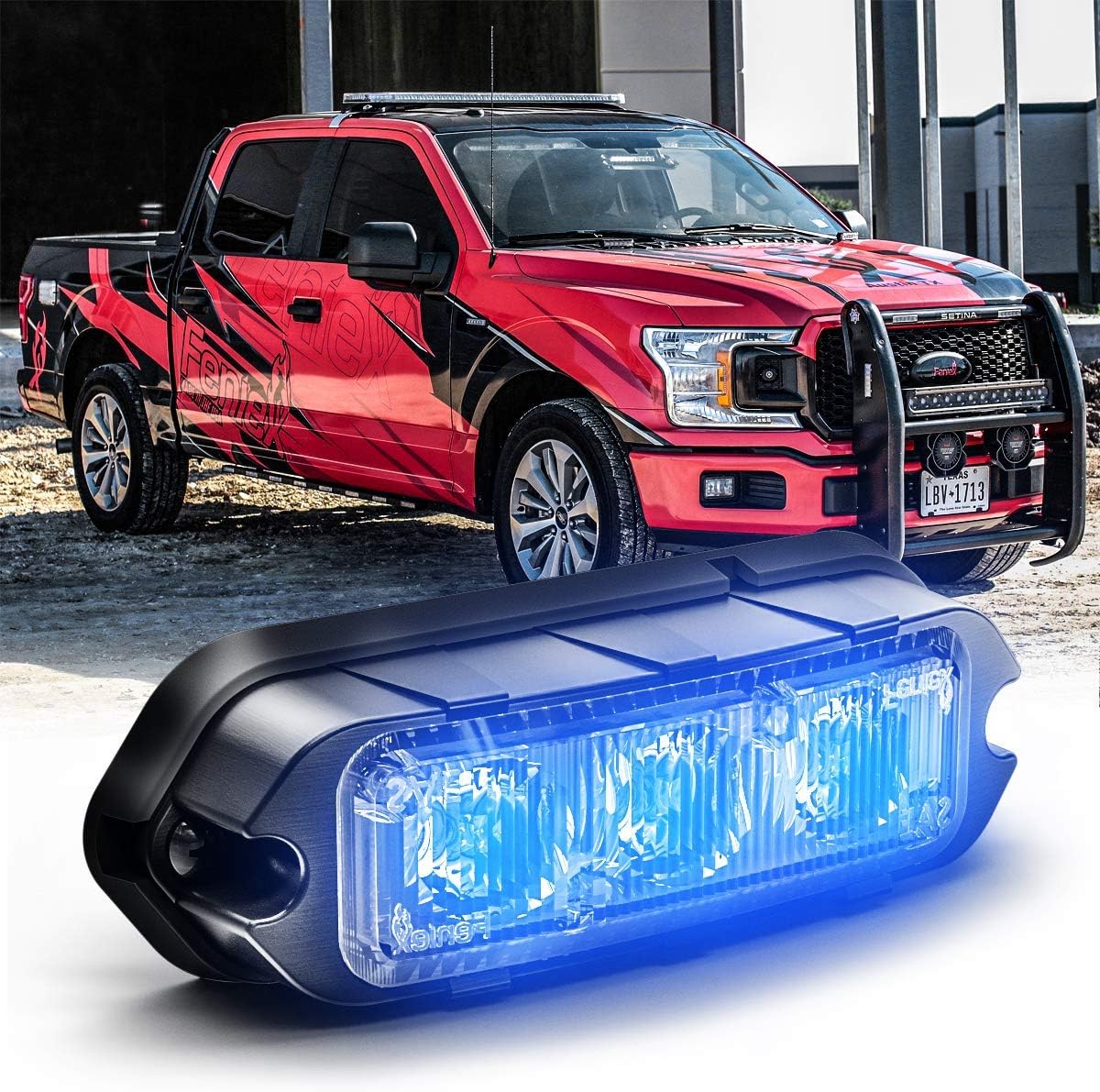 Feniex T3 Surface Mount | Blue | Compact, 14 Flash Patterns | 3 LEDs, Super Bright 3 Watt LEDs, SAE Class 1 | Emergency Warning Lights
