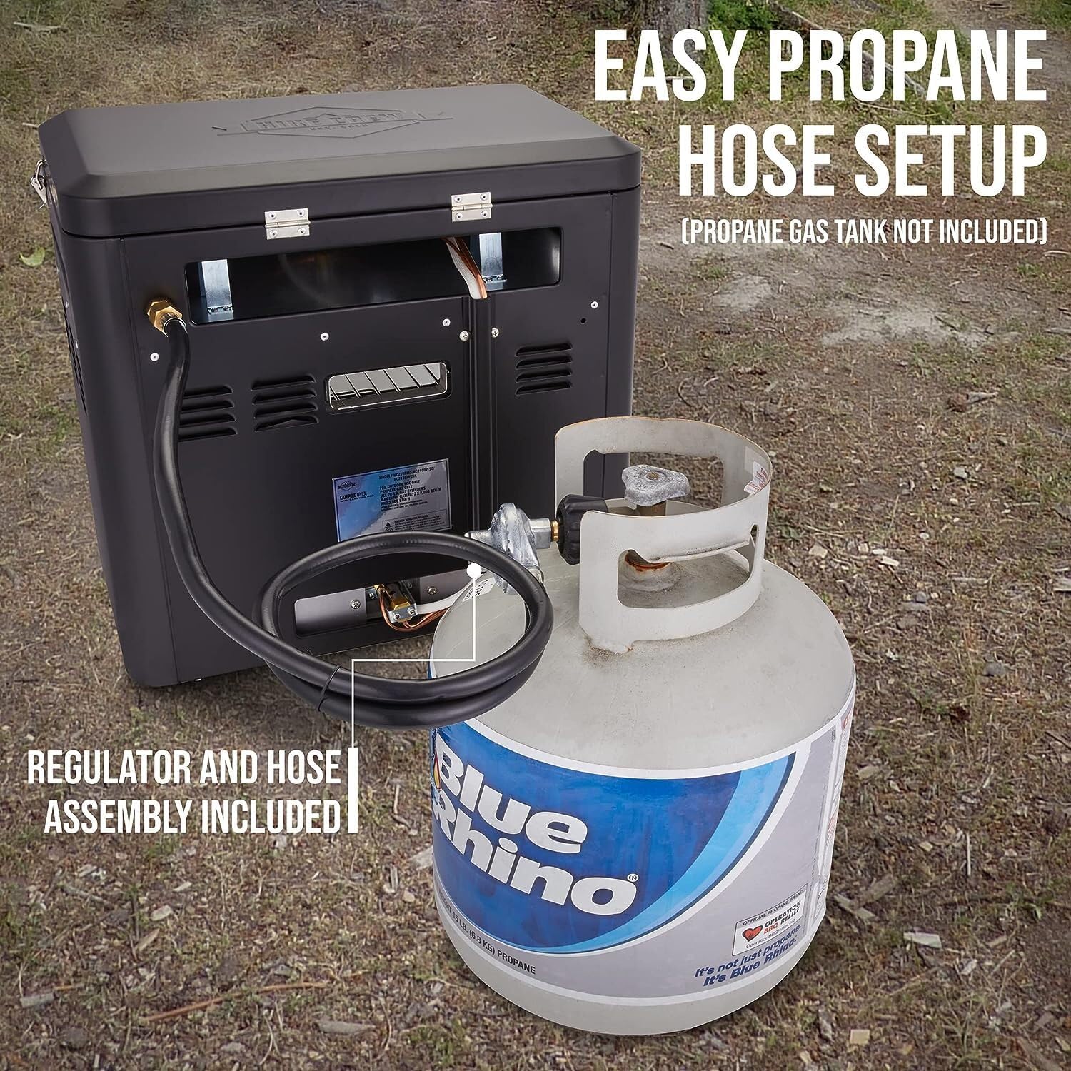 Hike Crew Outdoor Gas Camping Oven w/Carry Bag | CSA Approved Portable Propane-Powered 2-Burner Stove & Auto Ignition, Overheat Safety Shutoff, Built-In Thermometer Hose Regulator Included - Image 6
