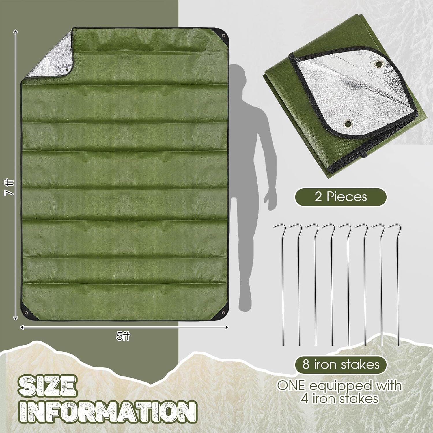 Kingdder 2 Pcs Heavy Duty Emergency Blankets for Survival Camping Blanket Insulated Tarp 60 x 82 Inches Outdoor Waterproof Thermal Reflective Tarp Tent Insulation for Camp Hiking Picnic - Image 2