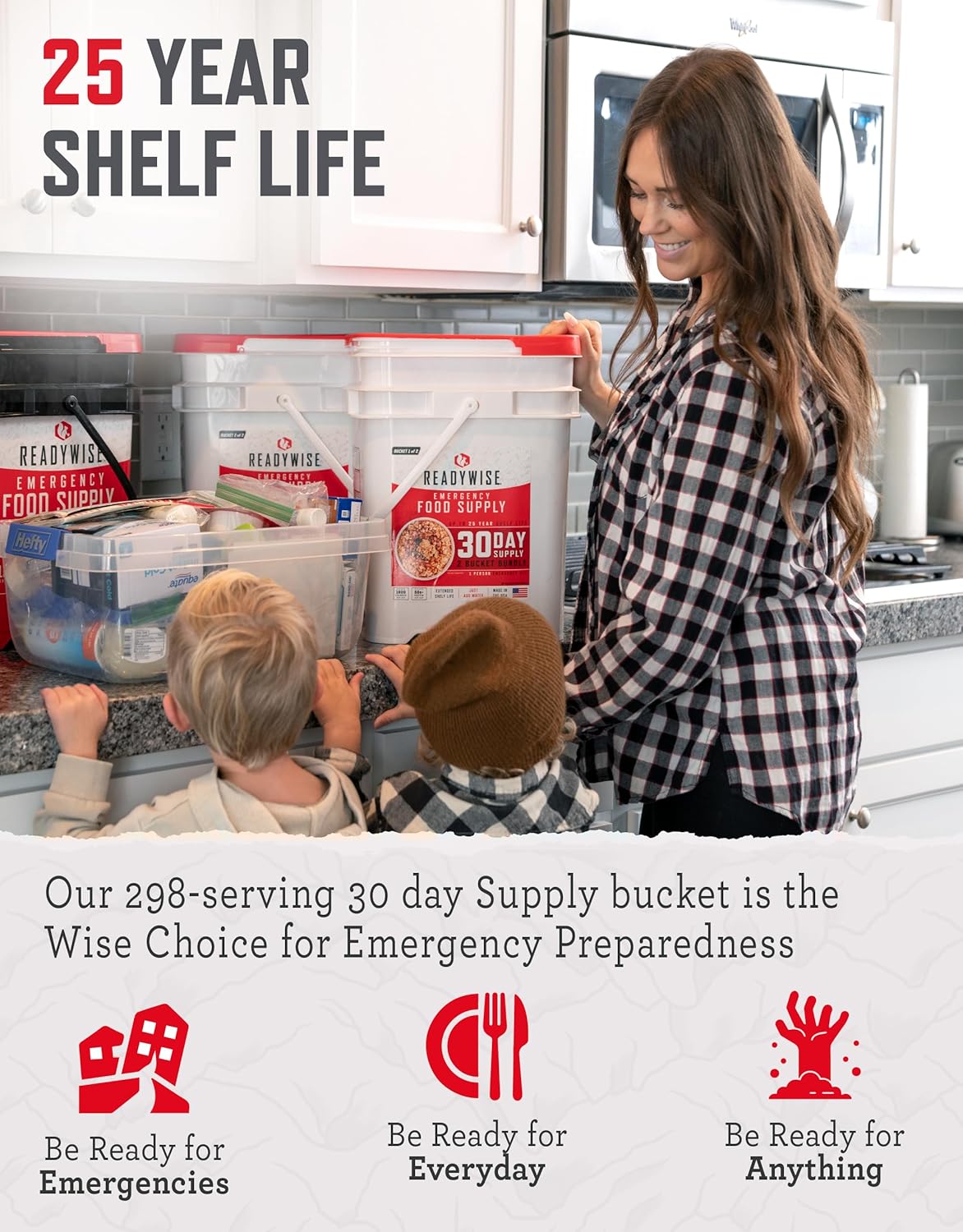 ReadyWise 30 Day Emergency Food Supply - 296 Servings, 2 Buckets, Freeze Dried Protein Meals, Survival Food Storage, Ready to Eat, up to 25 Year Shelf Life - Image 3