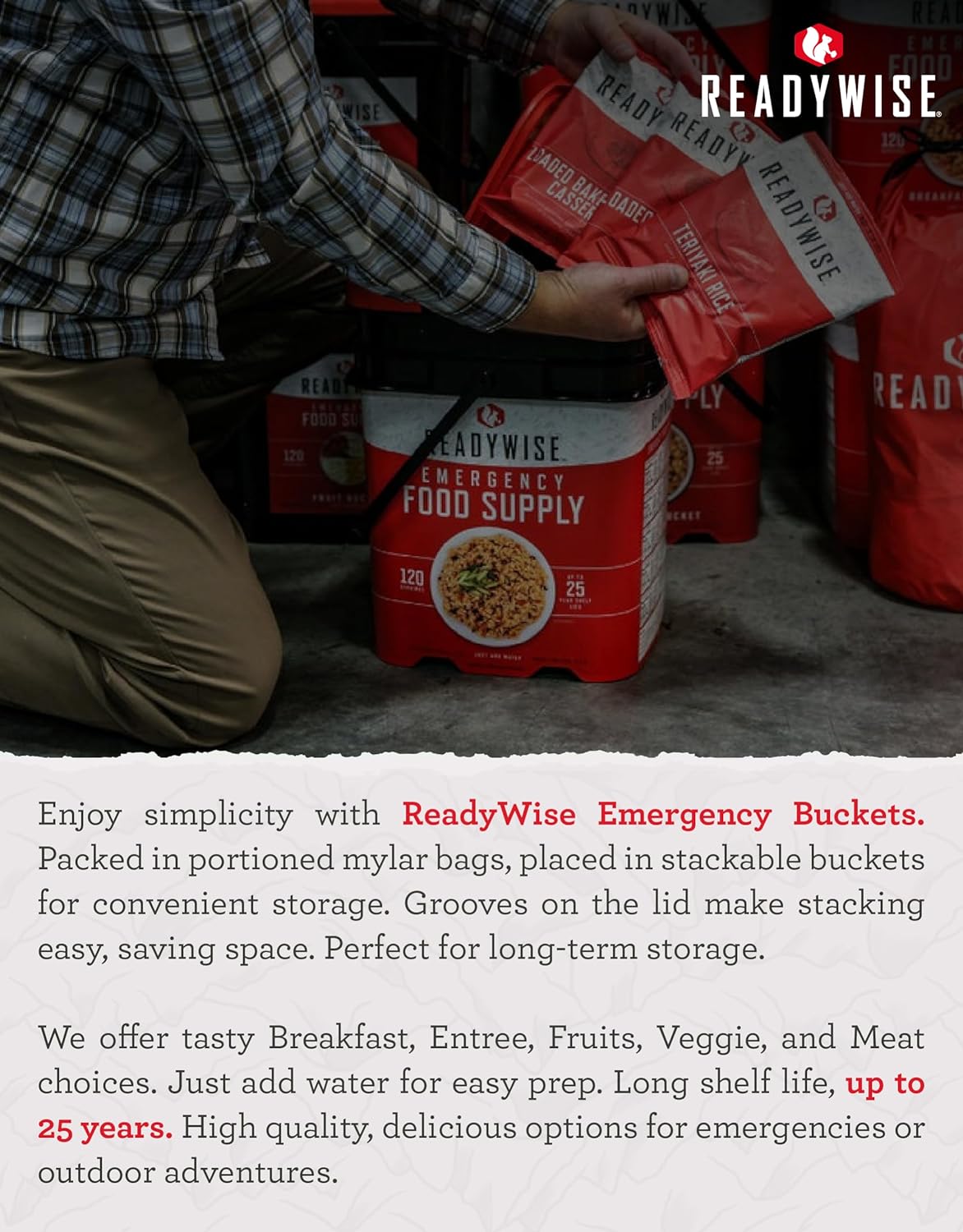 ReadyWise 30 Day Emergency Food Supply - 296 Servings, 2 Buckets, Freeze Dried Protein Meals, Survival Food Storage, Ready to Eat, up to 25 Year Shelf Life - Image 7
