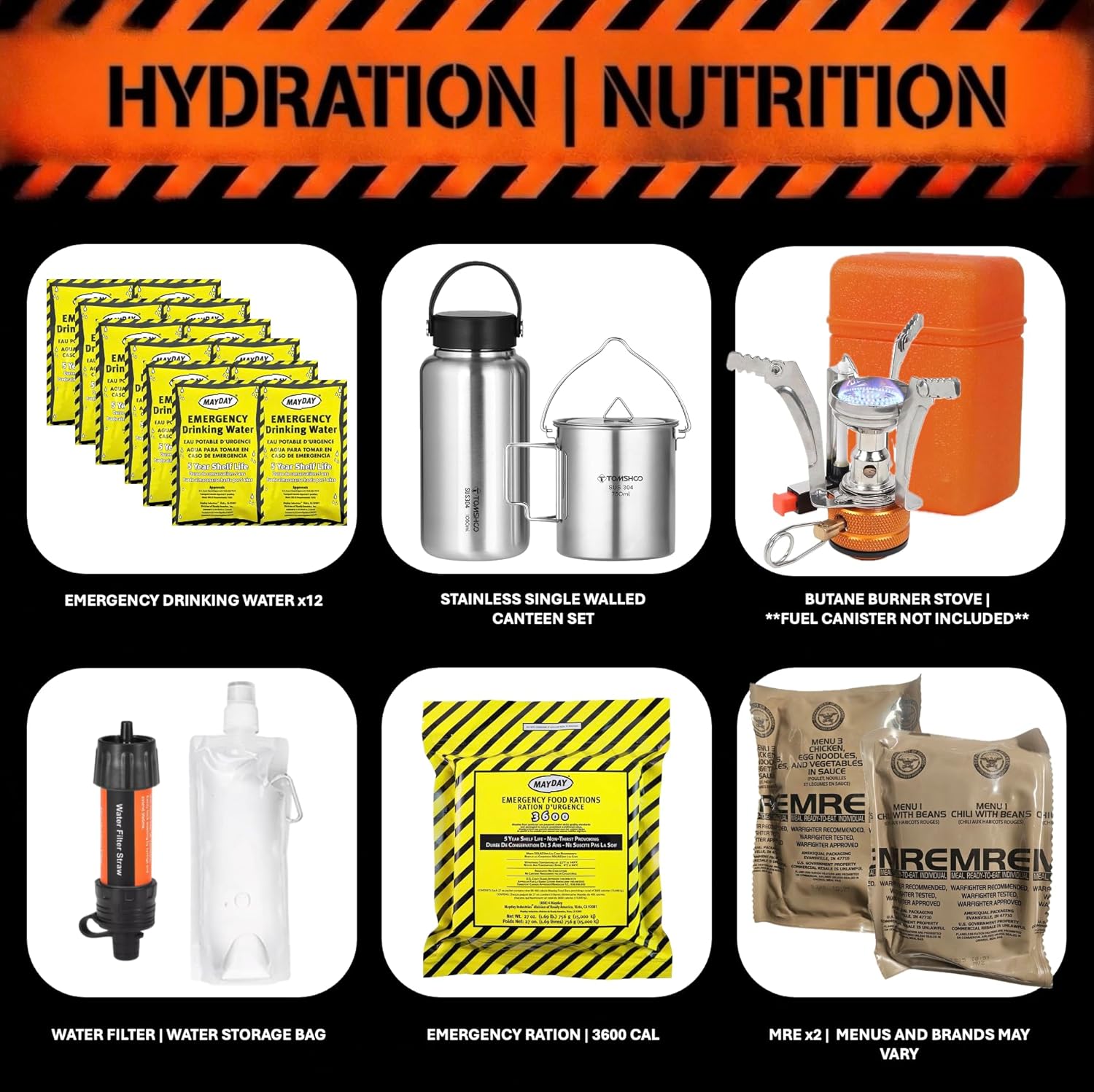 72 Hour Survival Kit - Two-Person 291 Pieces Survival Gear - 45L Go Bag Emergency Backpack, First Aid, Water Filter, Tools, Tent, Camping Essentials, Emergency Preparedness - THE Alpha - Image 3