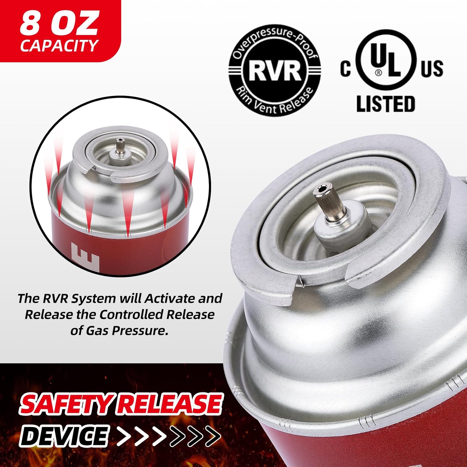 Butane Fuel Canisters for Portable Camping Stoves, Gas Burners, UL Listed (24 Pack) - Explosion Proof - RVR System - Image 3