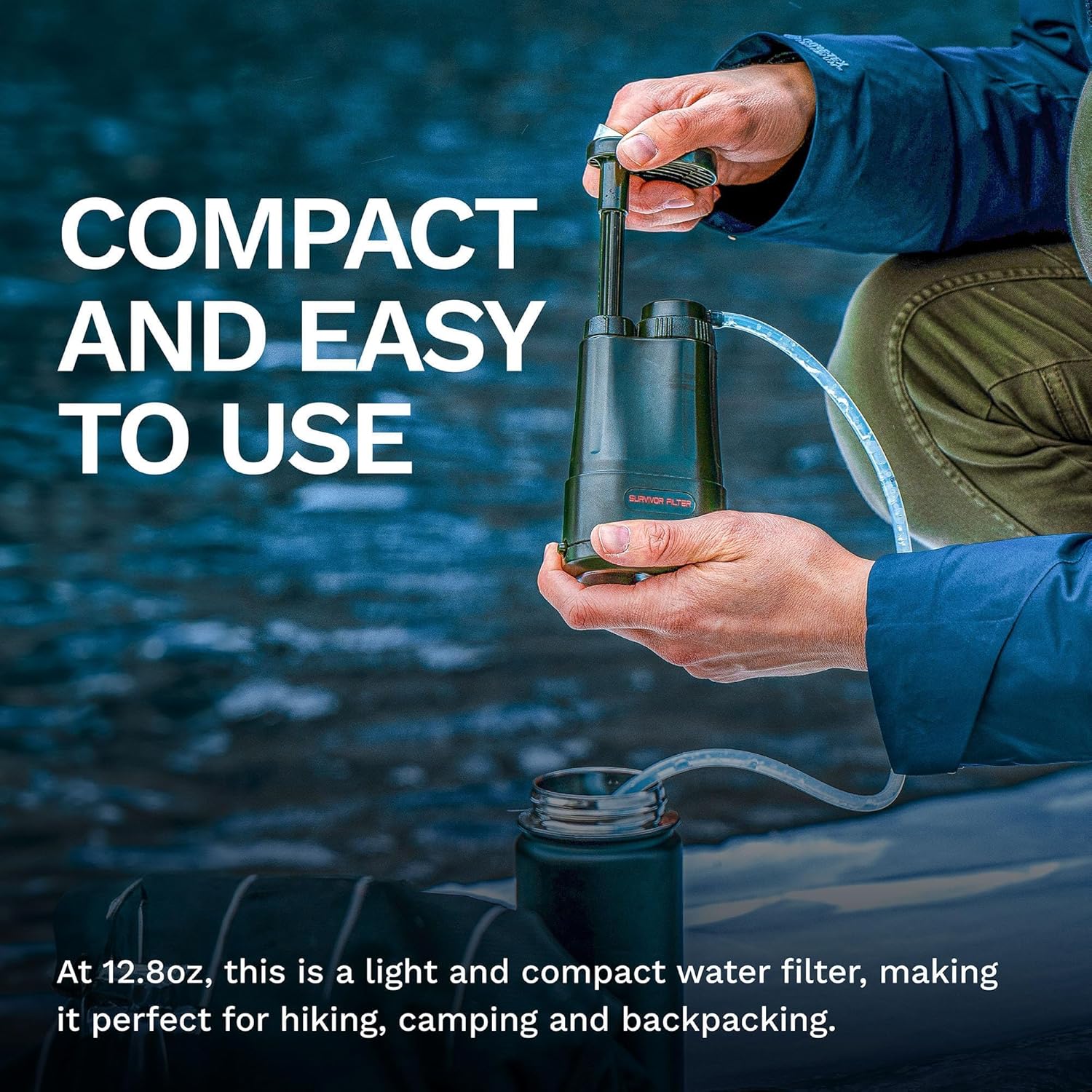 Survivor Filter PRO – 0.01 Micron Portable Water Filtration System Survival – Tested in USA Labs – Bacteria, Parasite and Virus Removal – Ultimate Survival & Backpacking Gear - Image 6
